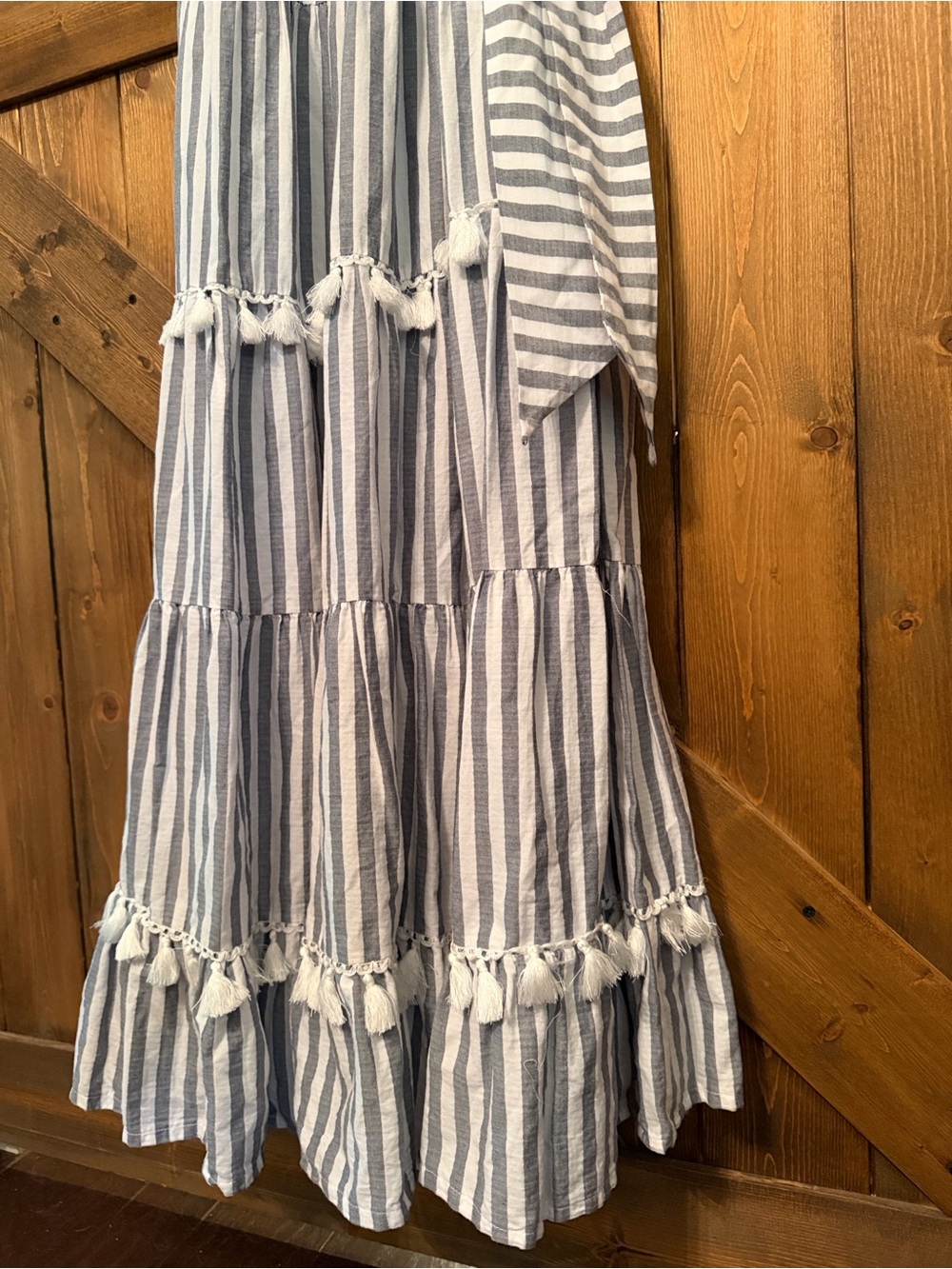 Eliza J. striped tiered tassel trim maxi dress size 6 - Picture 8 of 9